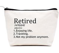 LIBIHUA Estuche de Maquillaje de Viaje Regalo de jubilación Regalo Bolsa cosmética Bolsa de Viaje, Beige, 9.8 ″ W x 7″ H x 2.7″ Bottom, 539-Retired Adj Enjoying Life