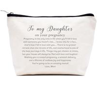 LIBIHUA Regalo de anuncio de embarazo, regalo para nueva mamá, bolsa de maquillaje, bolsa de cosméticos, bolsa de viaje, Beige, 9.8 ″ W x 7″ H x 2.7″ Bottom, 723-to My Daughter on Your Pregna