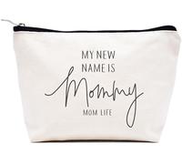 LIBIHUA Regalo de anuncio de embarazo, regalo para nueva mamá, bolsa de maquillaje, bolsa de cosméticos, bolsa de viaje, Beige, 9.8 ″ W x 7″ H x 2.7″ Bottom, 810-My New Name is Mommy
