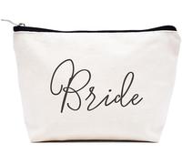 LIBIHUA Regalos de compromiso, regalo de boda para mujeres, regalos de despedida de soltera para mujeres, bolsa de maquillaje, bolsa de cosméticos, bolsa de viaje, Beige, 9.8 ″ W x 7″ H x 2.7″ Bottom,