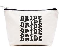 LIBIHUA Regalos de compromiso, regalo de boda para mujeres, regalos de despedida de soltera para mujeres, bolsa de maquillaje, bolsa de cosméticos, bolsa de viaje, Beige, 9.8 ″ W x 7″ H x 2.7″ Bottom,