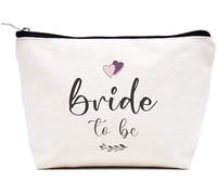 LIBIHUA Regalos de compromiso, regalo de boda para mujeres, regalos de despedida de soltera para mujeres, bolsa de maquillaje, bolsa de cosméticos, bolsa de viaje, Beige, 9.8 ″ W x 7″ H x 2.7″ Bottom,