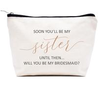 LIBIHUA Regalos de compromiso, regalo de boda para mujeres, regalos de despedida de soltera para mujeres, bolsa de maquillaje, bolsa de cosméticos, bolsa de viaje, Beige, 9.8 ″ W x 7″ H x 2.7″ Bottom,