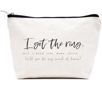 LIBIHUA Regalos de compromiso, regalo de boda para mujeres, regalos de despedida de soltera para mujeres, bolsa de maquillaje, bolsa de cosméticos, bolsa de viaje, Beige, 9.8 ″ W x 7″ H x 2.7″ Bottom,