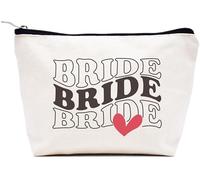 LIBIHUA Regalos de compromiso, regalo de boda para mujeres, regalos de despedida de soltera para mujeres, bolsa de maquillaje, bolsa de cosméticos, bolsa de viaje, Beige, 9.8 ″ W x 7″ H x 2.7″ Bottom,