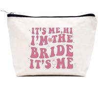 LIBIHUA Regalos de compromiso, regalo de boda para mujeres, regalos de despedida de soltera para mujeres, bolsa de maquillaje, bolsa de cosméticos, bolsa de viaje, Beige, 9.8 ″ W x 7″ H x 2.7″ Bottom,