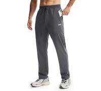 Libin Pantalon Chandal Hombre Recto Largos Deporte Running Pantalón Cintura Elástica de Fato Treino Gimnasio Chinos Jogger con Bolsillos de Cremallera, Gris Oscuro S