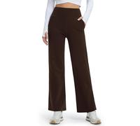 Libin Pantalones Térmicos Mujer Invierno de Yoga Ancho Forrado Polar Alto Talle Casual Jogging con Bolsillos Caliente Pantalones Rectos Deportivos Pantalones, Marrón XS