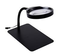 LIBINFAN Lupa De Sobremesa 10 Veces Vidrio Óptico Blanco - con Luces LED - Antiguo Reloj De Lectura Mantenimiento Talla Lámpara De Mesa Gran Aumento HD Lupa de observación Mini Lupa portátil gla