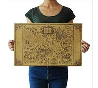 LIBINFAN Mapa del Mundo mágico de Harry Potter Wallpapers Carteles de películas Decoración Sin Marco Restauración Formas Antiguas Pegatinas de Pared Decoración de Arte
