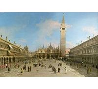 LIBINUP Póster en lienzo sin marco, 50 x 70 cm, Piazza San Marcos mirando hacia la Basílica de San Marcos por Antonio Canal