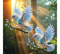 Libiyi Pájaro Azul: Un símbolo Brillante de luz, Suerte y Calma, Alas cristalinas Que irradian Belleza, Regalo significativo, con Alma y Serenidad(2PCS,15 * 15CM)