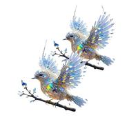 Libiyi Spirit Blue Bird, Crystal Sky Bluebird Stained Art Ornament, Radiant Bird Design, Acrylic, Mesmerizing Sparkling Artwork Diamond Art Kits, for Window/Indoor/Garden (2Pcs)