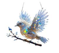 Libiyi Spirit Blue Bird, Crystal Sky Bluebird Stained Art Ornament, Radiant Bird Design, Acrylic, Mesmerizing Sparkling Artwork Diamond Art Kits, for Window/Indoor/Garden (1Pc)