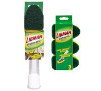 Libman Dishmatic I-Stand - Kit de varita para platos, cepillo de limpieza de cocina con mango y dispensador de jabón para fregar y lavar platos, cepillos de limpieza de pie recargables, 3 recambios de