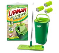 Libman Rinse 'n Wring Mop and Bucket System | Mopa de Microfibra para Suelos | Limpiador de Pisos de Madera Dura | Mopa húmeda y Seca | Cámaras de Agua Limpia y Sucia | Cuchillas eléctricas | 4