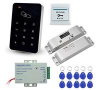 LIBO Kit de Conjunto Completo de Teclado de Control de Acceso RFID 125KHz con DC12V Cerradura Eléctrica Cerradura de Perno Electrónico, 3A Fuente de Alimentación, Botón de Salida