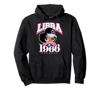 Libra 1966 Zodiac Year Melanin Skin Afro Diva Rasgos Sudadera con Capucha