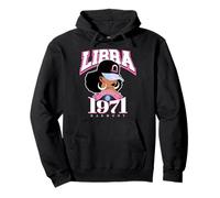 Libra 1971 Zodiac Year Melanin Skin Afro Diva Rasgos Sudadera con Capucha