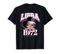 Libra 1972 Zodiac Year Melanin Skin Afro Diva Rasgos Camiseta