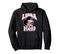 Libra 1989 Zodiac Year Melanina Skin Afro Diva Rasgos Sudadera con Capucha