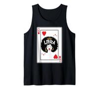 Libra Astrologia Negra Reina Corazon Blackjack Cartas Poker Camiseta sin Mangas