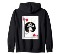 Libra Astrologia Negra Reina Corazon Blackjack Cartas Poker Sudadera con Capucha