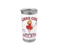 Libra Girl nació el 4 de octubre Feliz cumpleaños para mí tú Vaso térmico de acero inoxidable de doble pared