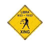 Libra - Letrero de metal vintage con diseño de cruz Xing, decoración del hogar, decoración de habitación, decoración de pared, decoración de baño, decoración de bar, decoración de cafetería