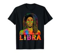 Libra Queen Loc'd Mujer Negra Zodiaco Africano Cumpleaños Camiseta
