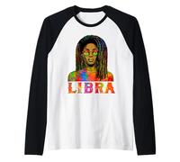 Libra Queen Loc'd Mujer Negra Zodiaco Africano Cumpleaños Camiseta Manga Raglan