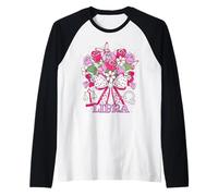 Libra Zodiac - Arco de coqueta de fresa para mujer, escamas florales Camiseta Manga Raglan