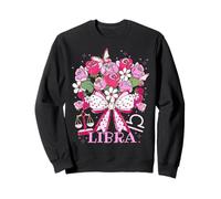 Libra Zodiac - Arco de coqueta de fresa para mujer, escamas florales Sudadera