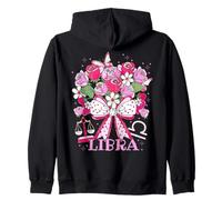 Libra Zodiac - Arco de coqueta de fresa para mujer, escamas florales Sudadera con Capucha
