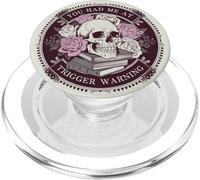 Librarian Skeleton Trigger Warning Book Reading Lover Floral PopSockets PopGrip para MagSafe