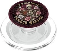 Librarian Skeleton Trigger Warning Book Reading Lover Floral PopSockets PopGrip para MagSafe