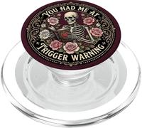 Librarian Skeleton Trigger Warning Book Reading Lover Floral PopSockets PopGrip para MagSafe