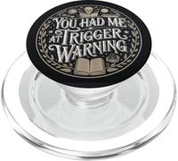 Librarian Skeleton Trigger Warning Book Reading Lover PopSockets PopGrip para MagSafe