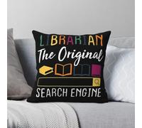 Librarian The Original Search Engine - Funda de almohada cuadrada de poliéster y lino, terciopelo, funda de almohada decorativa creativa para coche