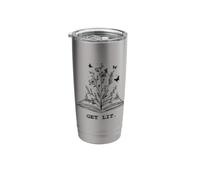 Library Book Wildflowers Lovers Literature Teacher Vaso térmico de acero inoxidable de doble pared