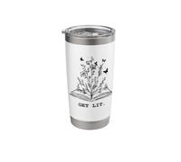 Library Book Wildflowers Lovers Literature Teacher Vaso térmico de acero inoxidable de doble pared