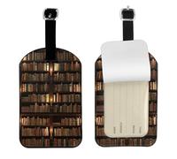 Library Bookshelf Book Print Elegant 4.3 x 2.76 pulgadas etiqueta de equipaje protección de privacidad para maletas bolsas de viaje