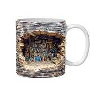 Library Bookshelf Mugs - Funny Ceramic Mug for Book Lovers | Tea, Latte, Library Shelf Design Book Lovers Coffee Mug Water Cup for Readers, Librarians, Bookworms, Birthday, Christmas, Valentine's Day