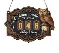 Library Decor - Books Read This Year Sign, Books Read Counter | Hangable Wooden Reading Challenge Display, Book Tracker Sign | For Library, Bookshelf, Bookend, Wall, Bookish, Bookworm, Student, Teach