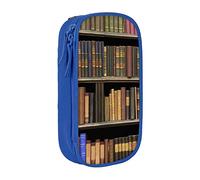 Library - Estuche de doble capa con impresión de biblioteca, bolsa de papelería escolar de gran capacidad