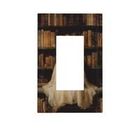 Library Ghost Reading A Vintage Book Light Switch Wall Plate Faceplate Cover Single Rocker 1 Gang Decorator Outlet Receptáculo Cubiertas para el hogar, cocina, habitación, baño