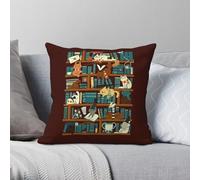 Library Magic School Cat - Funda de almohada cuadrada de poliéster y lino, terciopelo, con cremallera, decoración para habitación