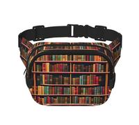 Library - Riñonera para mujer con correa ajustable para entrenamiento, correr, senderismo, riñonera cruzada, Black, Talla única