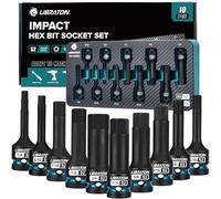 LIBRATON 10 Piezas Juego de Llaves de Vaso Hexagonales y Torx Impacto 1/2"
