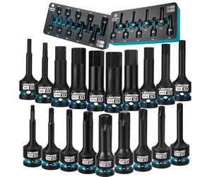 LIBRATON 19 Piezas Juego de Llaves de Vaso Hexagonales y Torx de Impacto 1/2", Acero S2 (H5-H19 + T30-T80), Para Llaves de Impacto, Reparación de Automóviles, Almacenamiento XPE